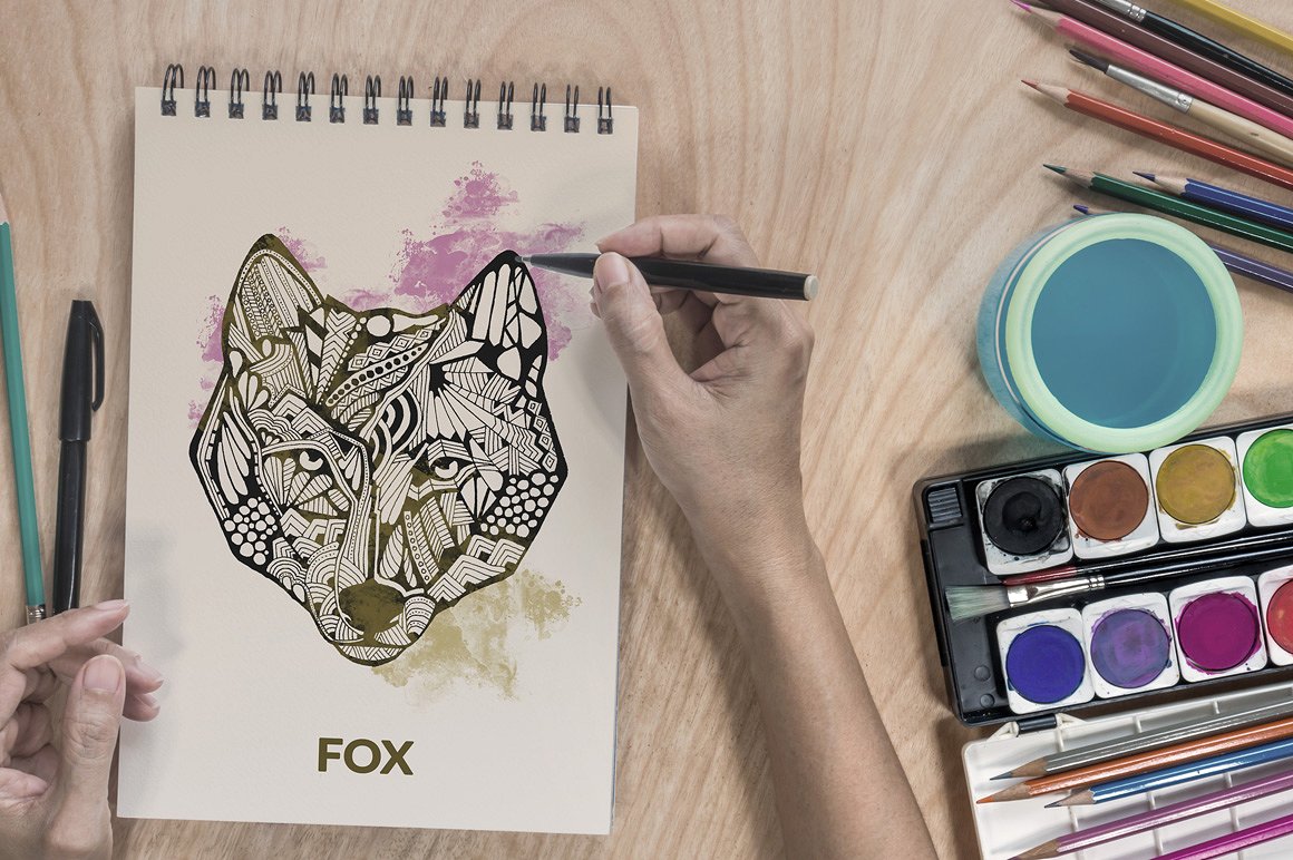 写生素描绘画作品展示样机 Sketchbook mock up set插图(5)