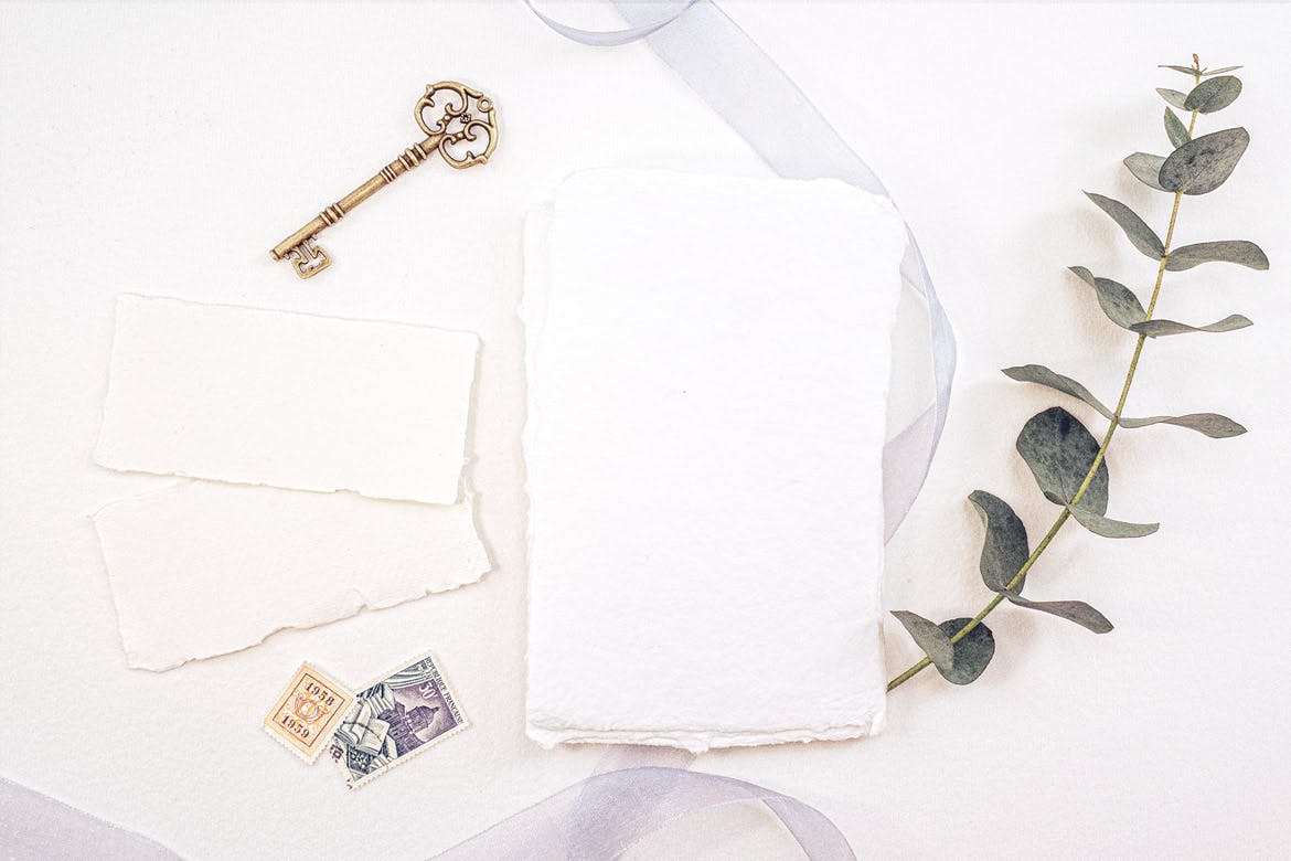 婚礼照片婚礼邀请函优雅风格设计样机素材库精选模板v21 Wedding Photo Mockup 21插图(1)