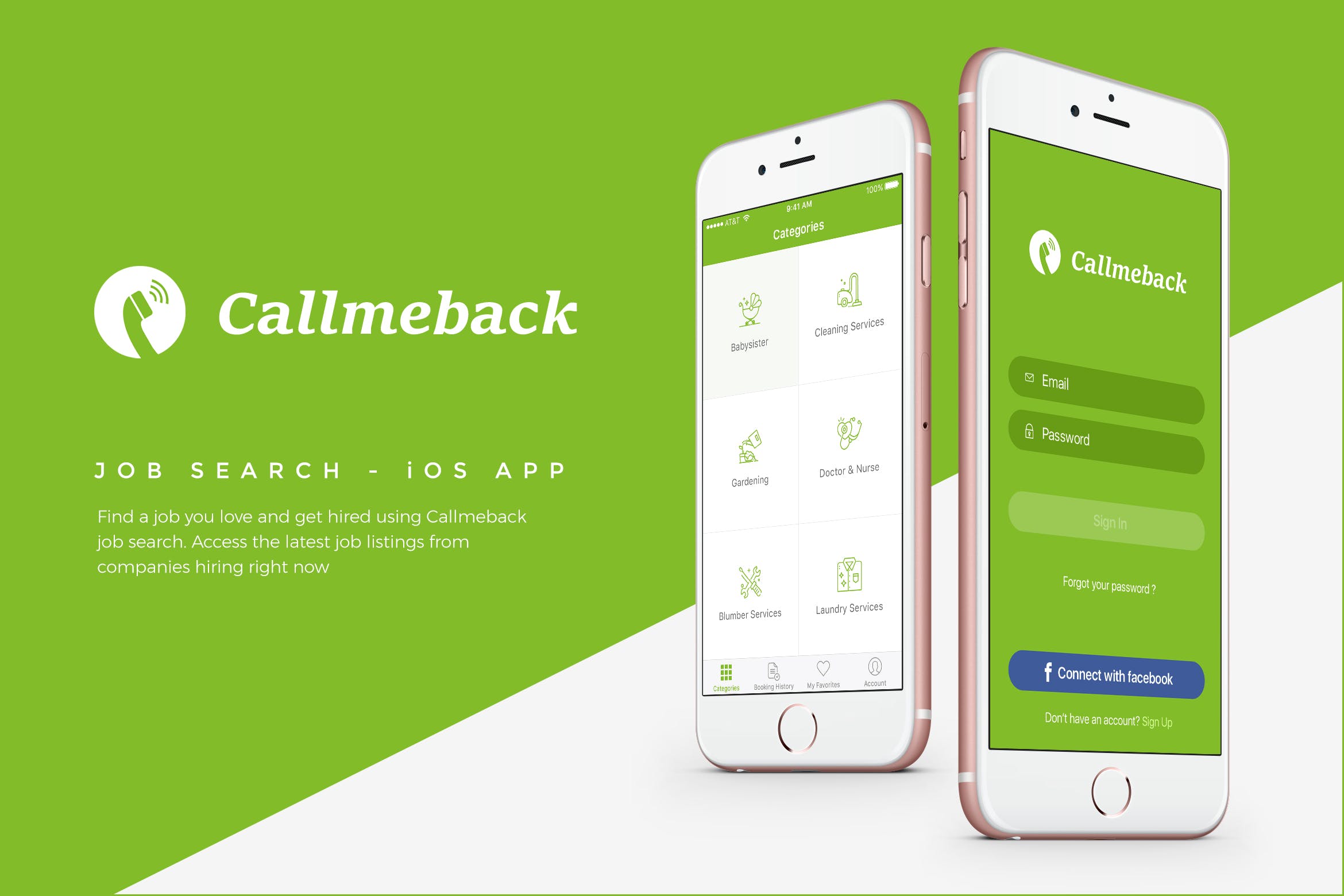 招聘APP应用用户界面设计UI素材 Callmeback – UI Design for Job Search插图