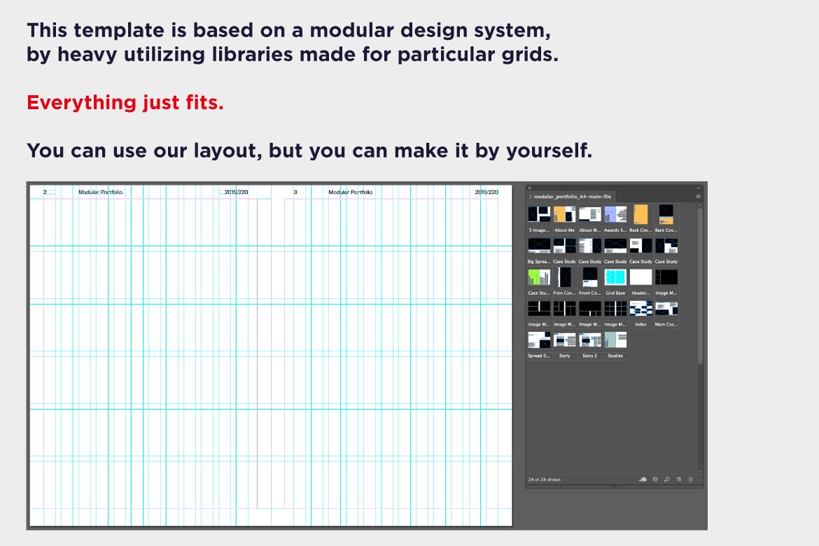 企业画册/产品目录/作品集INDD＆PSD设计模板 Modular Portfolio Template插图(6)