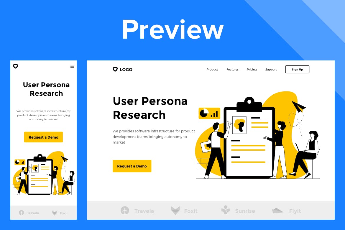 用户搜索引擎概念插画网站Banner&着陆页模板素材 User Persona – Web & Mobile Banner Landing Page插图(1)