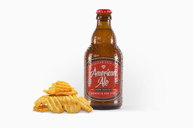 啤酒琥珀瓶啤酒瓶样机 Steinie Beer Amber Bottle Mockup插图(3)