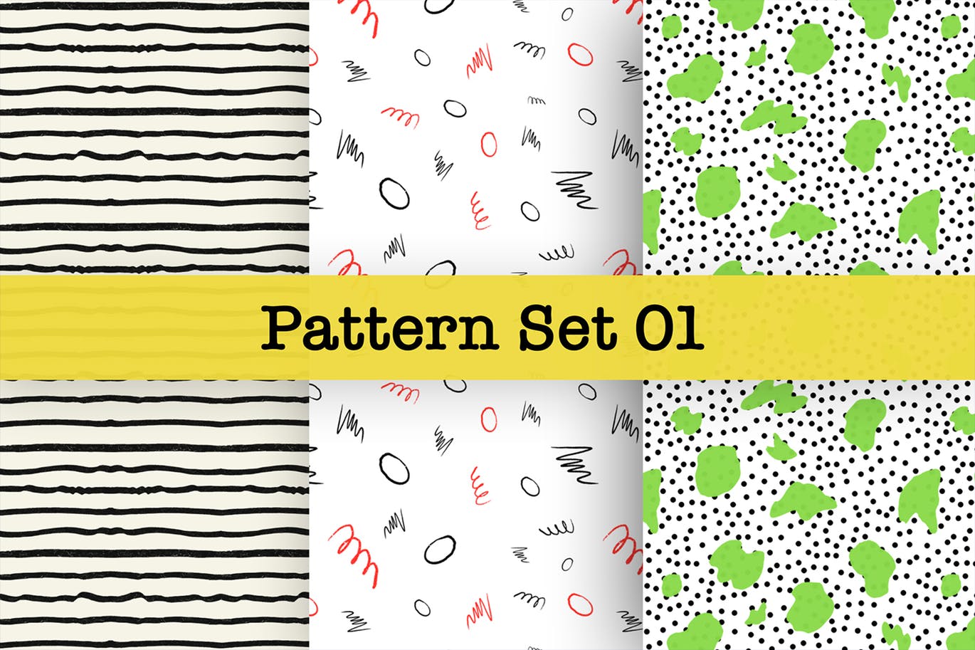 手绘图案矢量图案纹样设计素材v1 Hand-drawn Pattern Set 01插图(1)