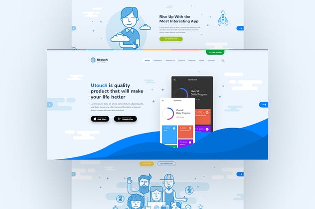 创意APP应用项目官网设计PSD模板 Utouch – App Startup Website PSD Template插图(10)
