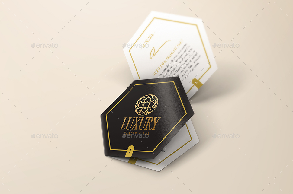 六边形折页宣传小册样机 Hexahedron Trifold Brochure Mock-Up插图(7)