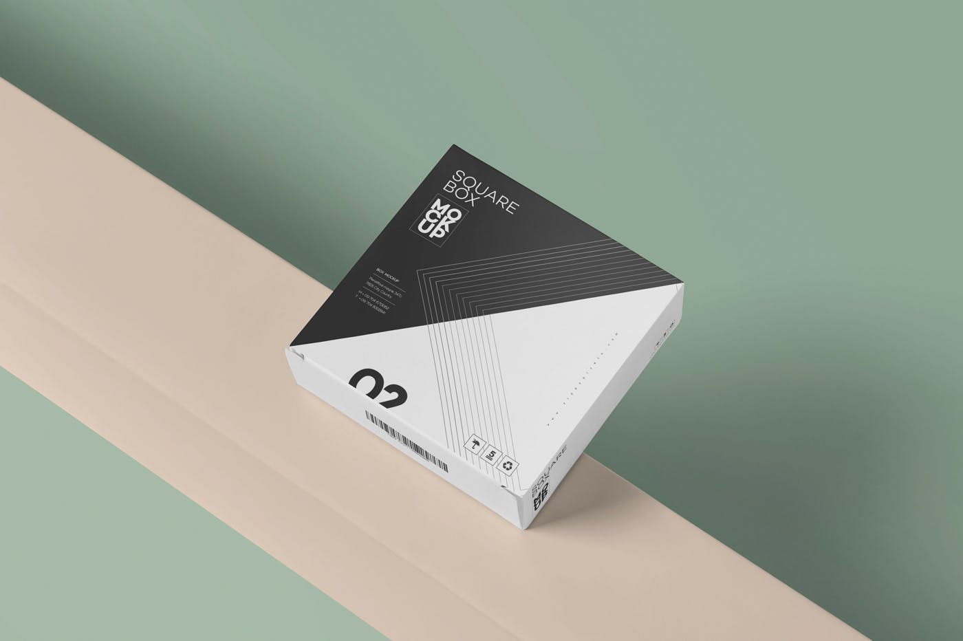 扁平方形产品包装盒设计图素材库精选 Square Shaped Slim Box Mockups插图(1)