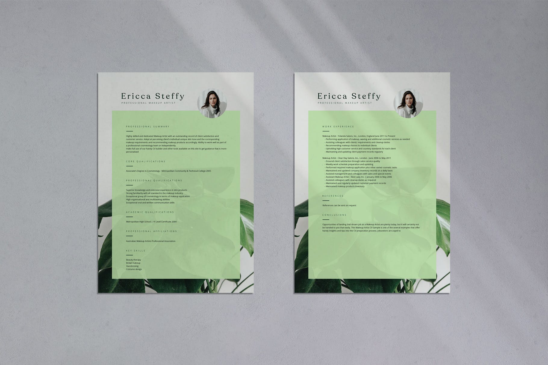 专业化妆师个人简历设计模板v04 Professional CV Resume – 04插图(2)