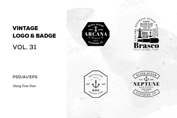 欧美复古设计风格品牌素材库精选LOGO商标模板v31 Vintage Logo &amp; Badge Vol. 31