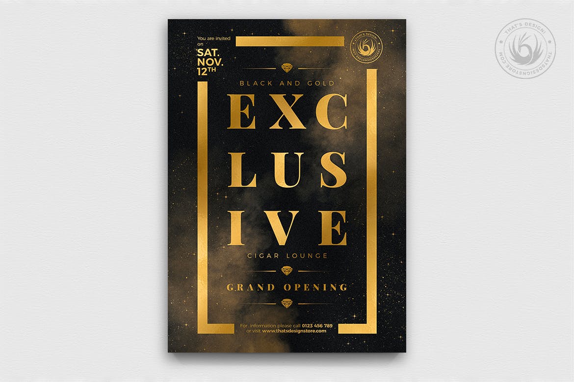 黑金配色奢华海报传单设计模板v14 Black and Gold Flyer Template V14插图