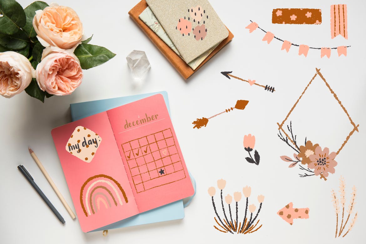 手绘设计风格项目符号装饰元素素材库精选设计素材 Bullet Journaling插图(6)