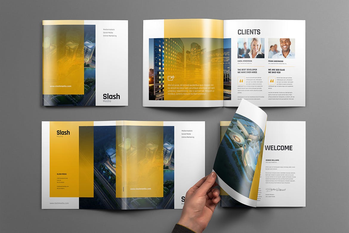 方形宣传手册/企业画册版式设计样机素材库精选模板 Square Brochure Mockup插图(7)