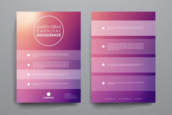 狂欢节主题活动小册子模板 Mardi Gras Brochures