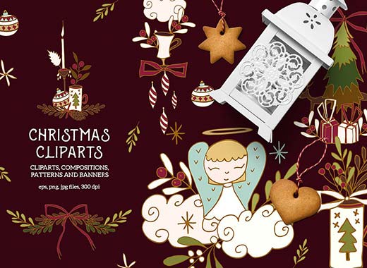 圣诞节剪贴画矢量素材合辑下载[jpg,png,eps]