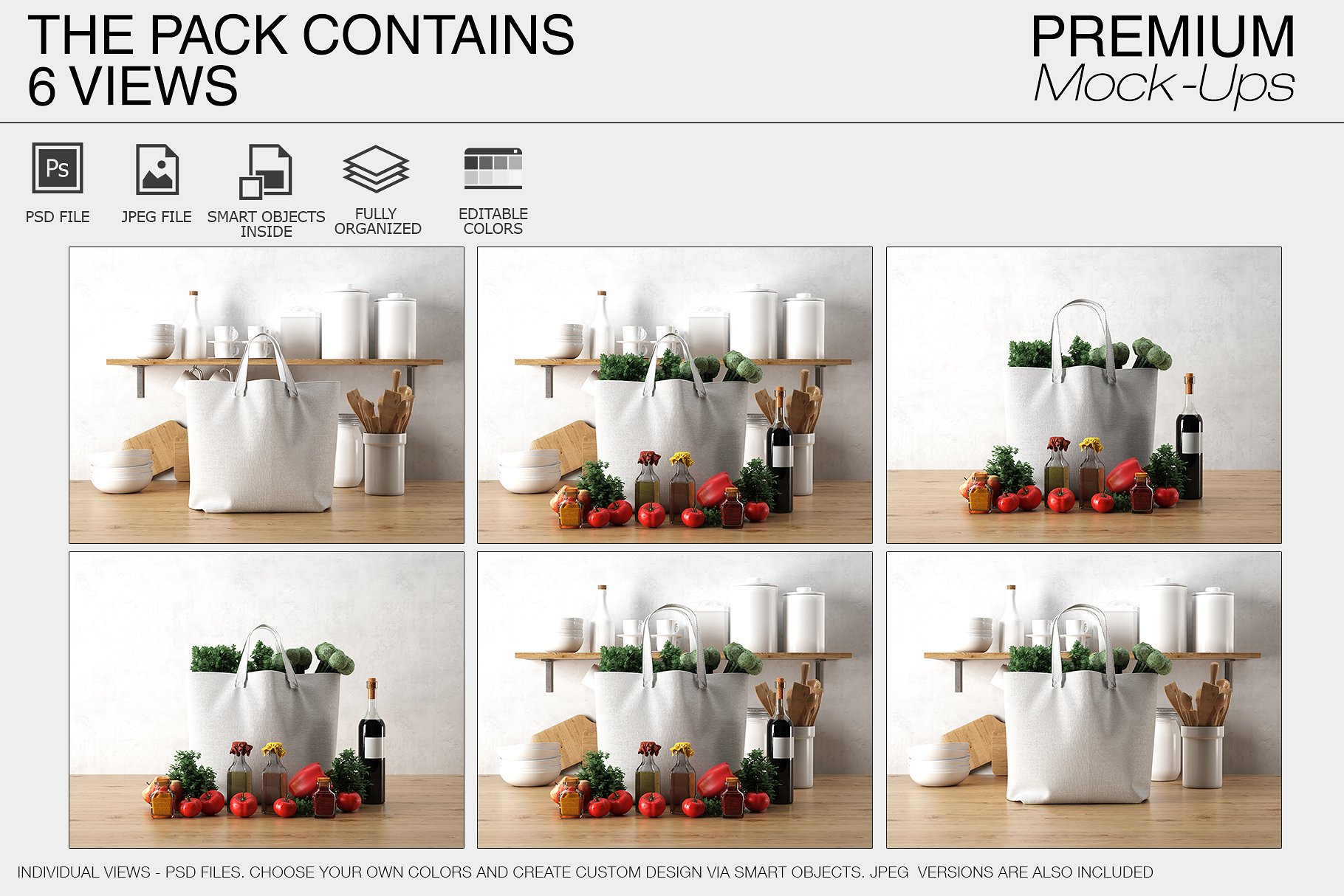 手提帆布环保袋展示样机下载 Tote Canvas Bag Mockups [psd]插图(1)