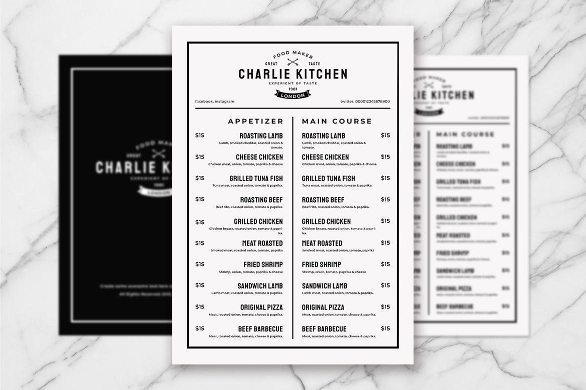 简约风西式餐厅素材库精选菜单模板v09 SGM – Food Menu.09插图