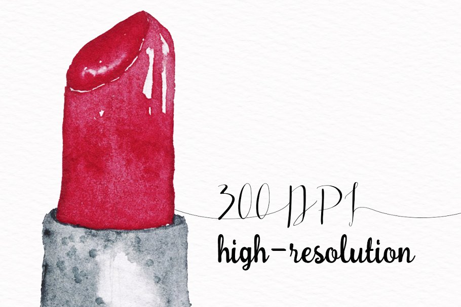 时尚化妆主题水彩素材套装 Fashion Cosmetic Watercolor Kit插图(2)