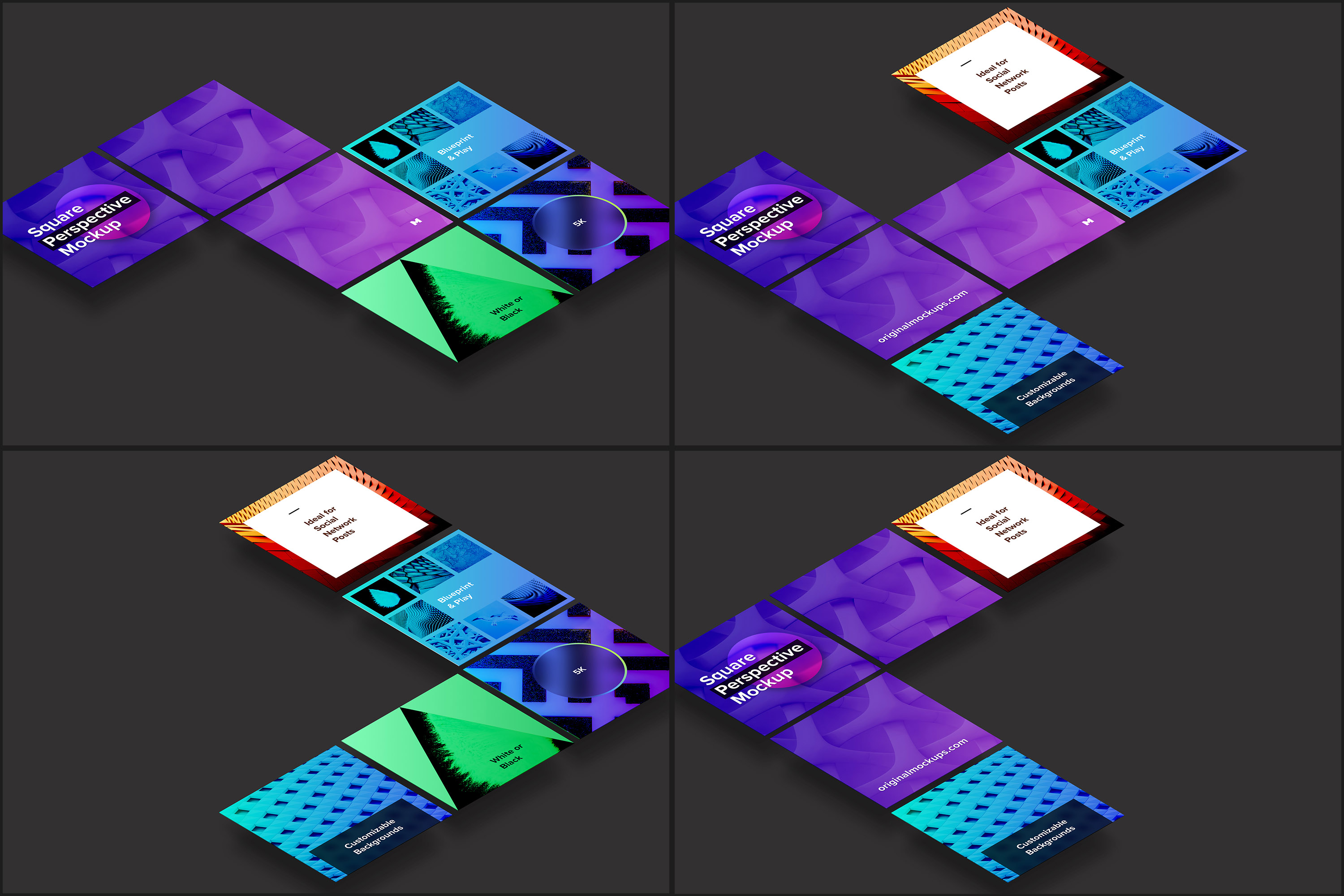 方形自媒体社交宣传设计效果图透视样机03 Square Perspective Mockup 03插图(4)