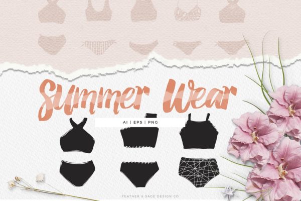 夏日内衣泳衣服饰矢量图形 Summer Wear Vector Graphics