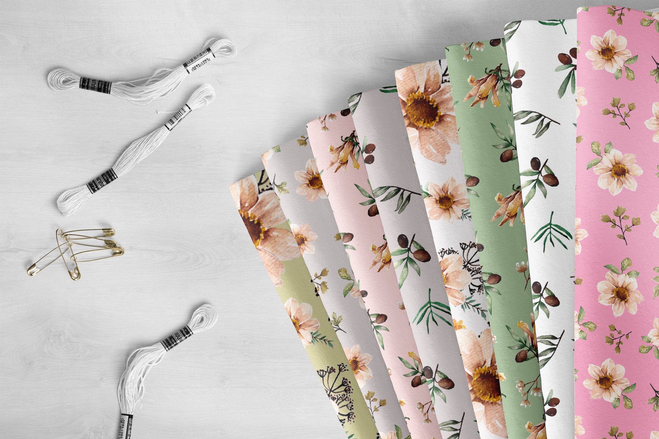 植物花卉水彩手绘图案纹样背景设计套装 Floral Botanical Watercolor Set插图(2)