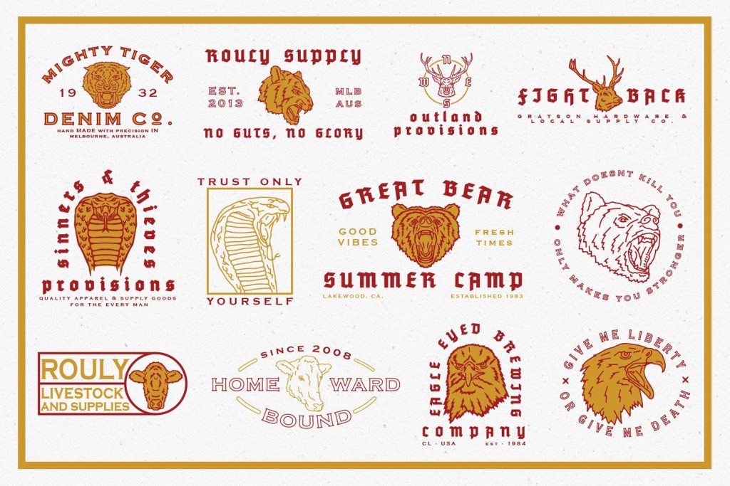 复古手绘动物头部矢量图形下载[ai]插图(2)