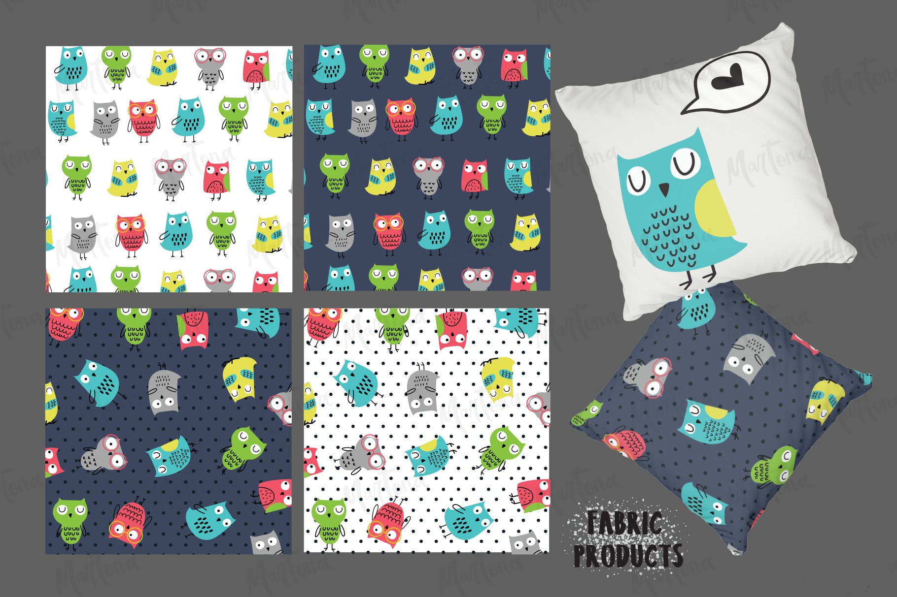 猫头鹰家族水彩手绘图案设计素材 Owls Family插图(1)