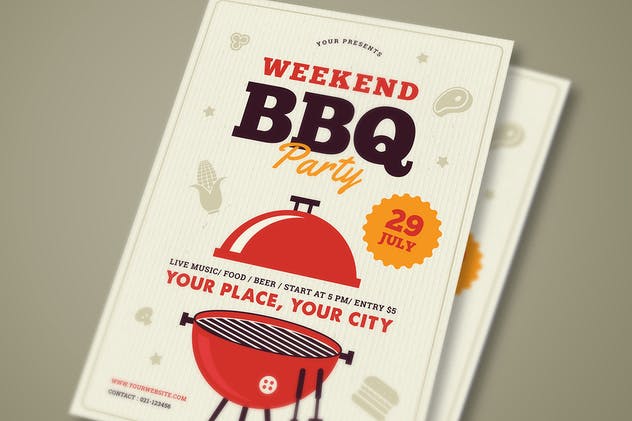 烧烤派对传单模板 Barbeque Party Flyer插图(2)