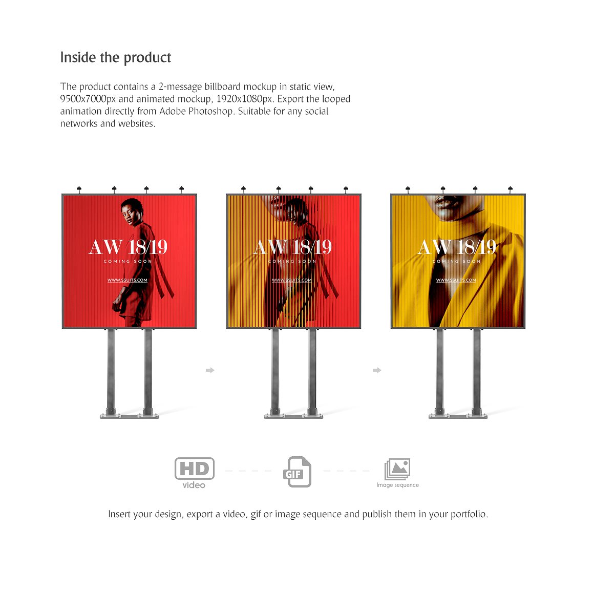 户外广告牌动态展示样机下载 Billboard Animated Mockup [psd,mp4]插图(2)