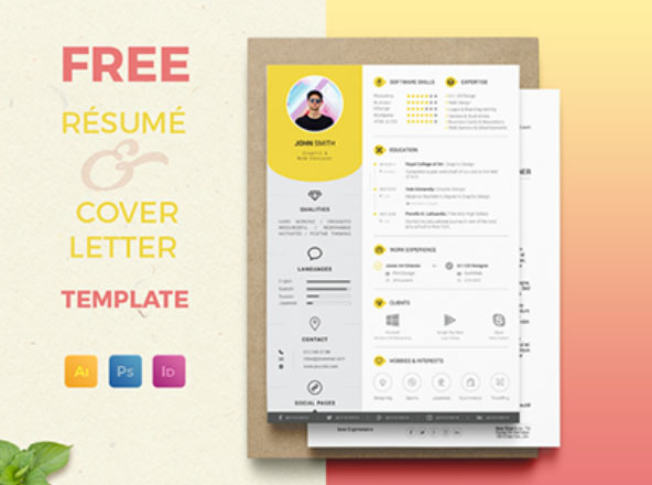 黄金比例设计个人简历及简历封面设计模板 Resume and Cover Letter Print Templates