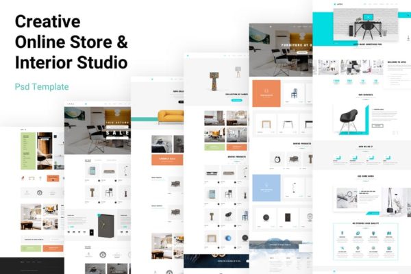 多用途家具品牌网站&amp;网上商城PSD设计模板 Apus – Multipurpose Funirure Shop,Interior Agency