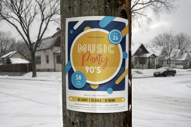 90s年代怀旧音乐派对传单模板 Music Party 90s Flyers插图(2)