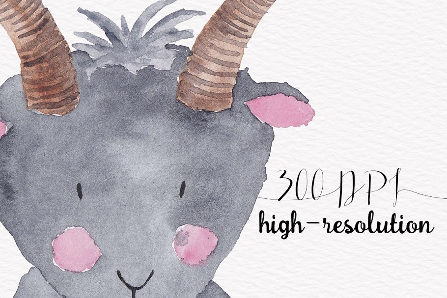 农场牧场动物水彩插画套件 Farm Animals Big Watercolor Set插图(2)