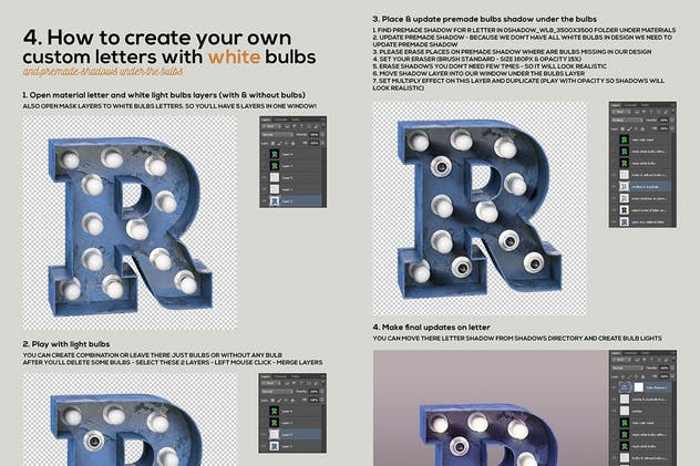 大帐篷灯泡装饰金属字体场景模板11 Marquee Light Bulbs Chaos 11 – Gold Black Letters插图(8)