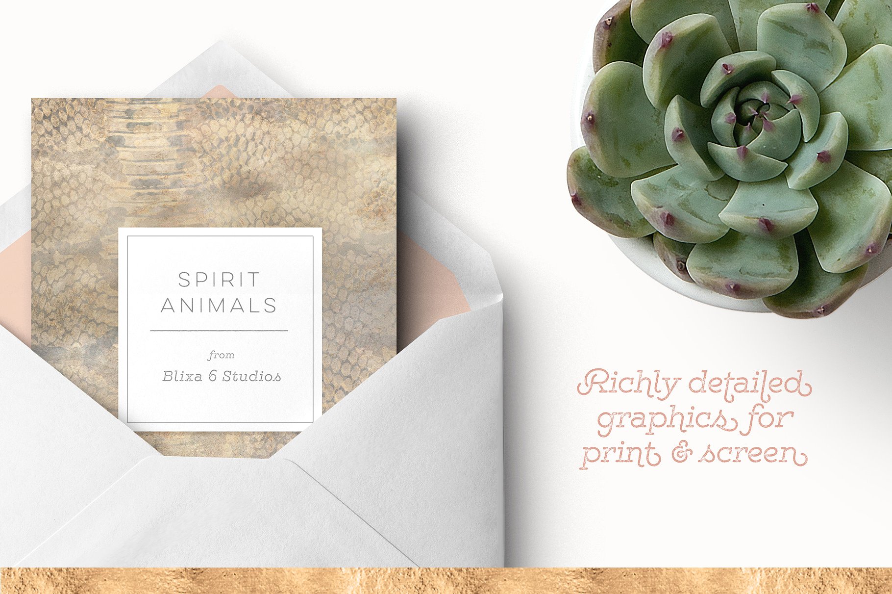 奢华金色动物皮肤纹理合集 Spirit Animals Golden Graphics插图(3)