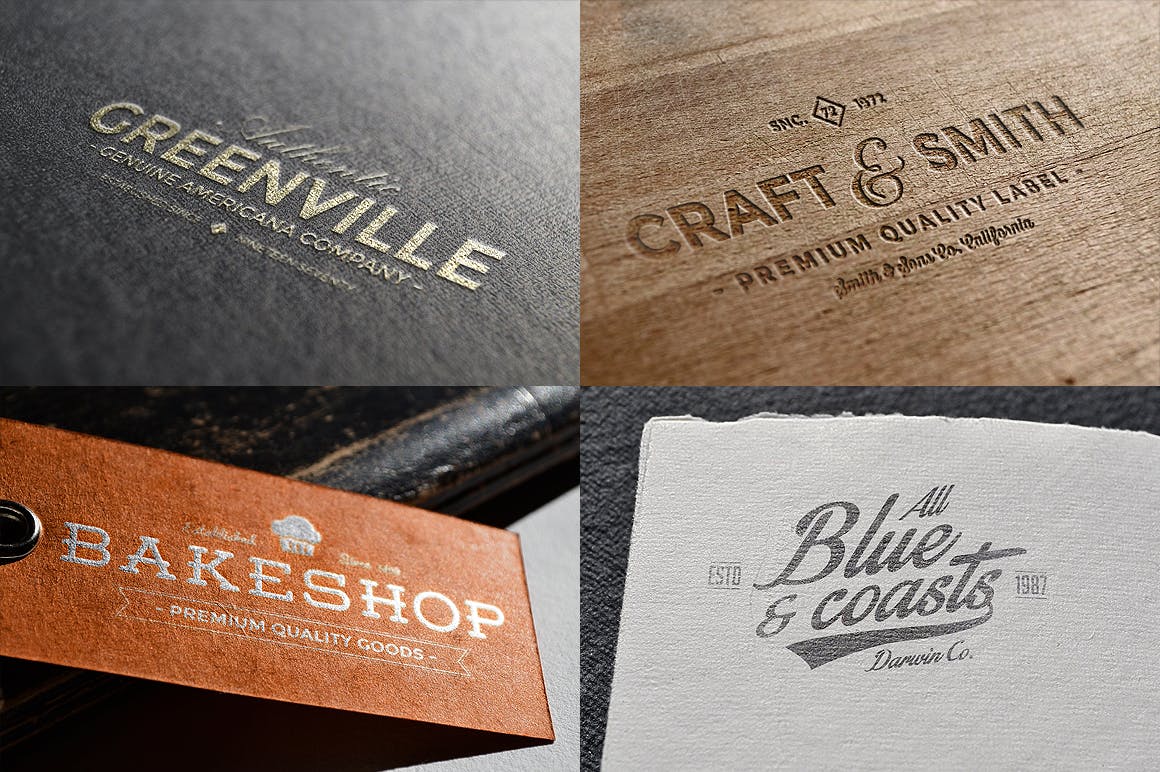 时尚高端的高品质logo标志标签挂签吊牌VI样机展示模型mockups插图(4)