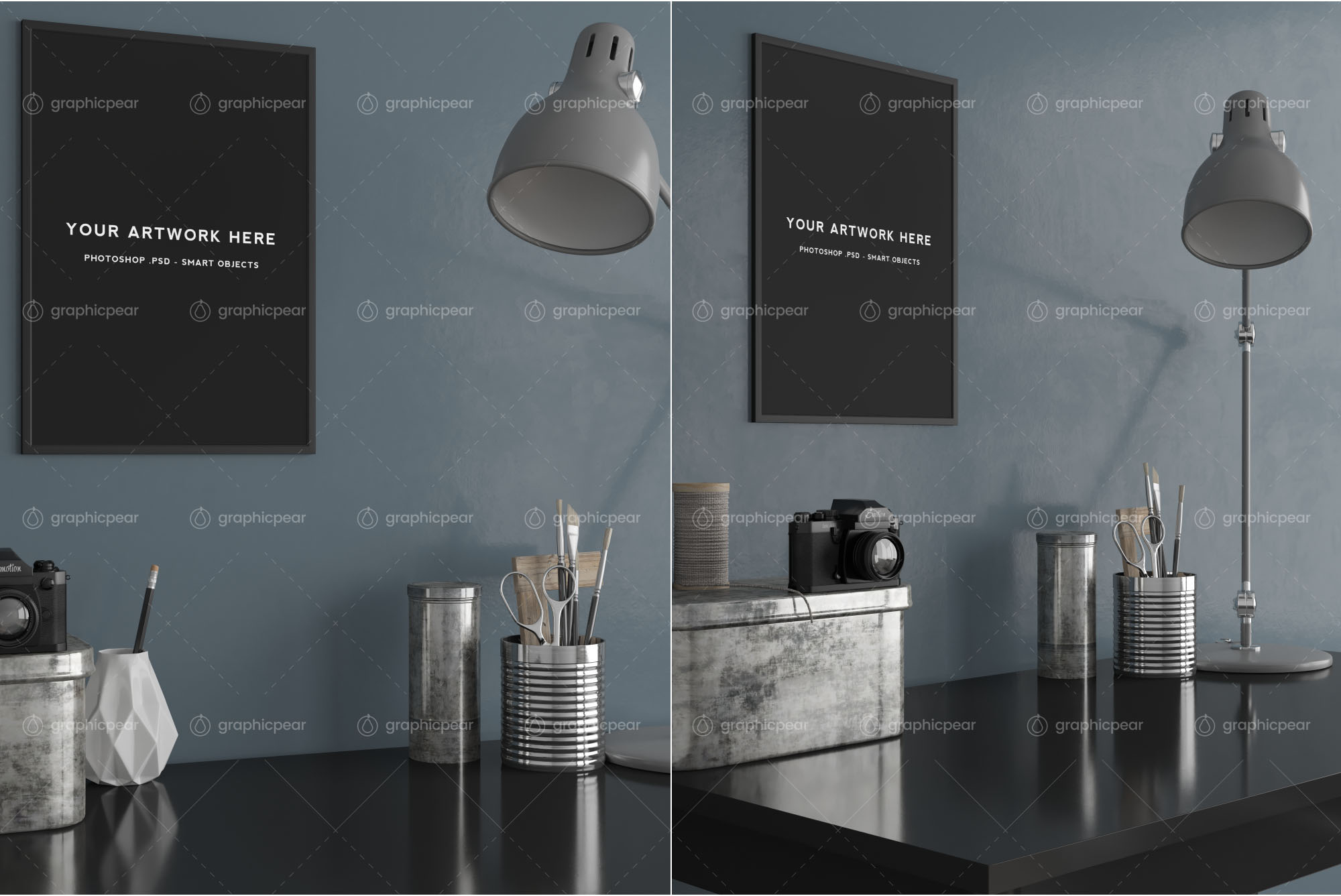 A3规格创意海报室内场景张贴效果样机模板 A3 Poster Interior Scene Mockup插图(1)