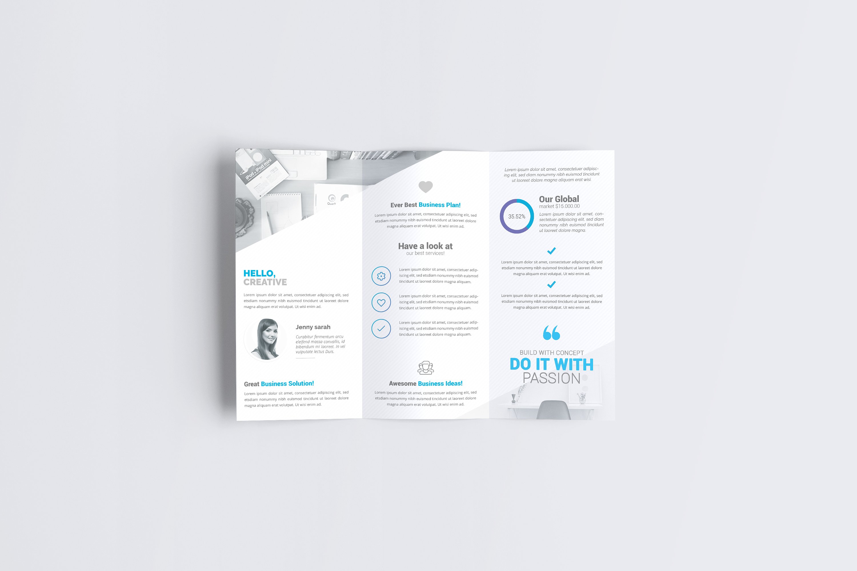 A4折页小册样机 A4 Trifold Brochure Mock-Ups插图(6)