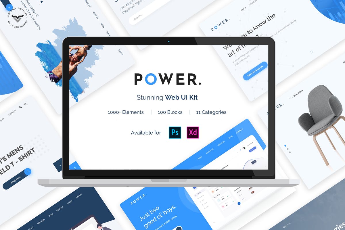 现代设计风格网站设计Web UI工具包 Power Web UI Kit插图