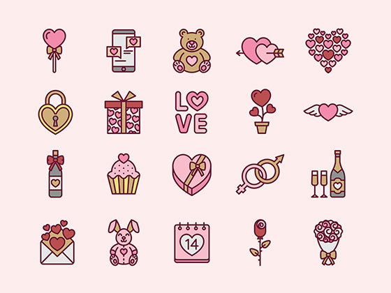 多彩情人节图标素材之家精选sketch素材
