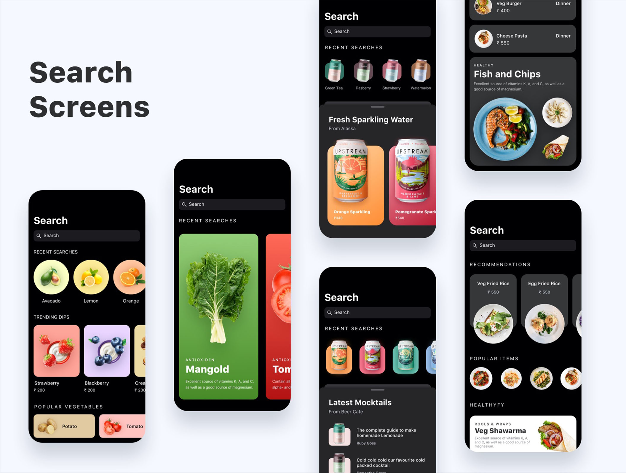 素材库下午茶：新鲜食品订购应用程序APP UI设计SKETCH模板插图(8)