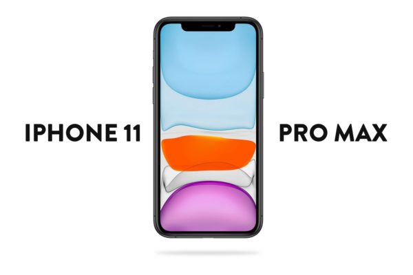 iPhone 11 Pro Max手机正面视图屏幕预览样机模板 iPhone 11 Pro Max Mockup