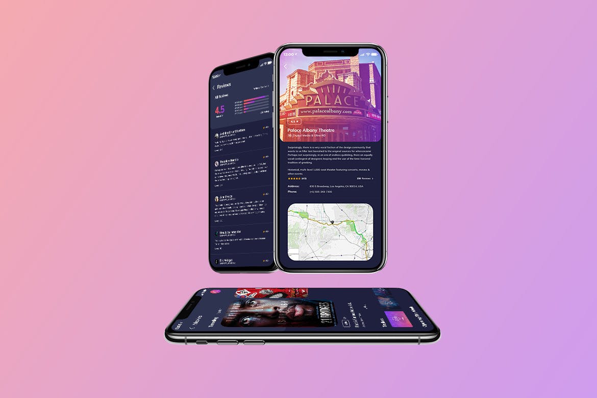 电影网上选座预订APP应用UI设计套件PSD模板 Ocodile-Movie Booking Mobile App UI Kit Dark插图(2)