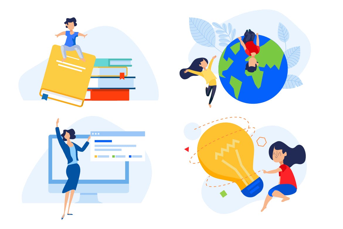 快乐学习主题矢量概念插画 Set of education concepts插图(1)