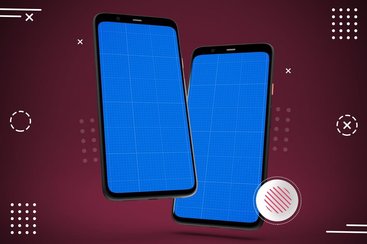 谷歌智能手机Pixel 4屏幕预览素材库精选样机模板 Abstract Pixel 4 mockup插图(12)