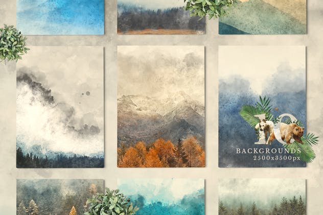 奇幻森林元素手绘插画元素合集 Forest Illustrations Graphics Kit插图(4)