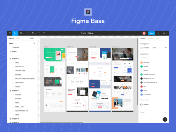 素材库下午茶：简约现代设计风格的着陆页UI设计套件[Fig]