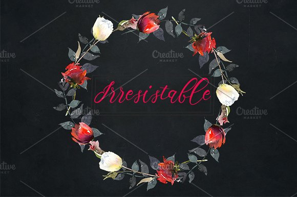 红色玫瑰花水彩剪贴画 Red Roses Watercolor Clipart Set插图(11)