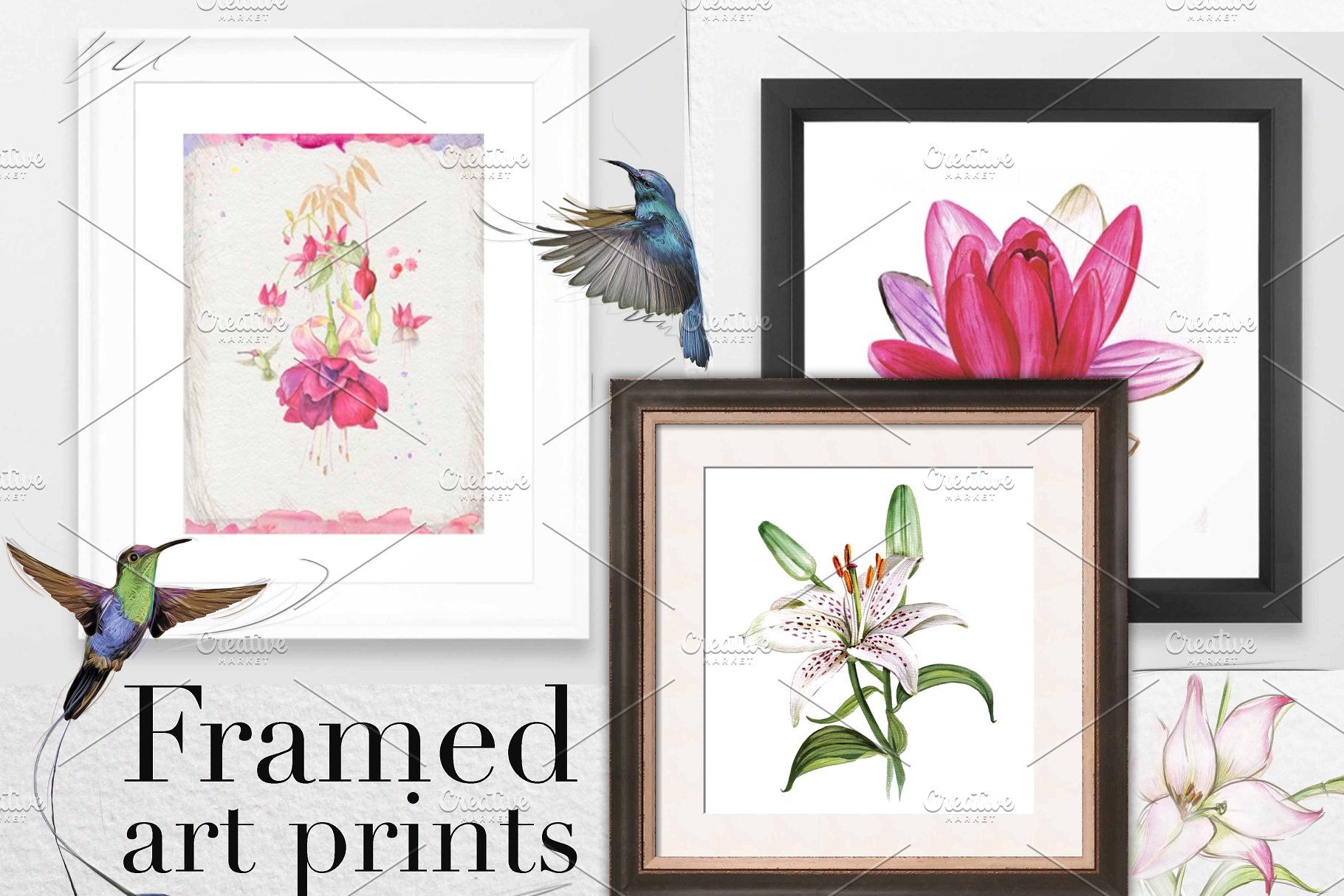 水彩元素插画大礼包[2.67GB] Over 120PNG watercolors插图(13)