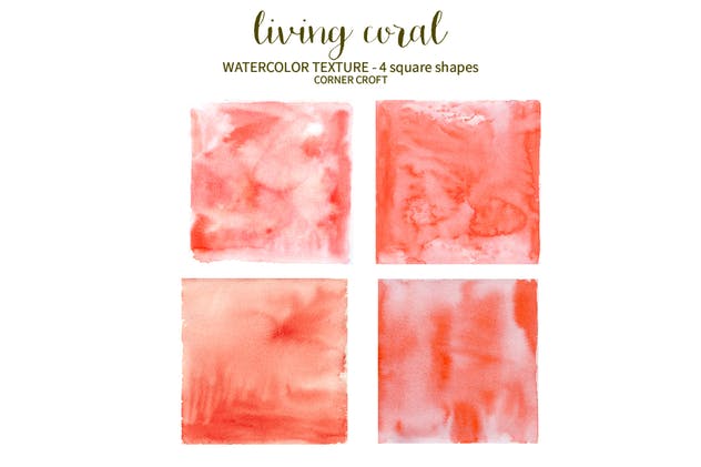 2019年流行色珊瑚红水彩纹理合集 Watercolor Texture Living Coral插图(4)