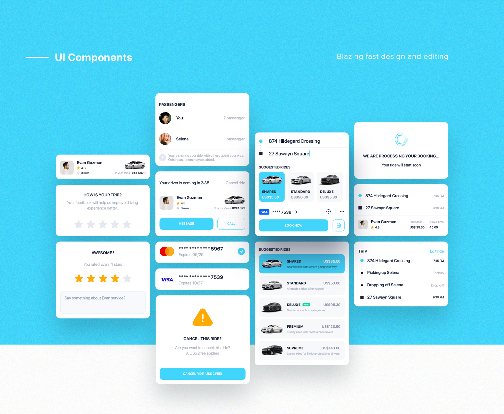 素材库下午茶：汽车预订和共享APP应用UI设计素材库精选套件插图(1)