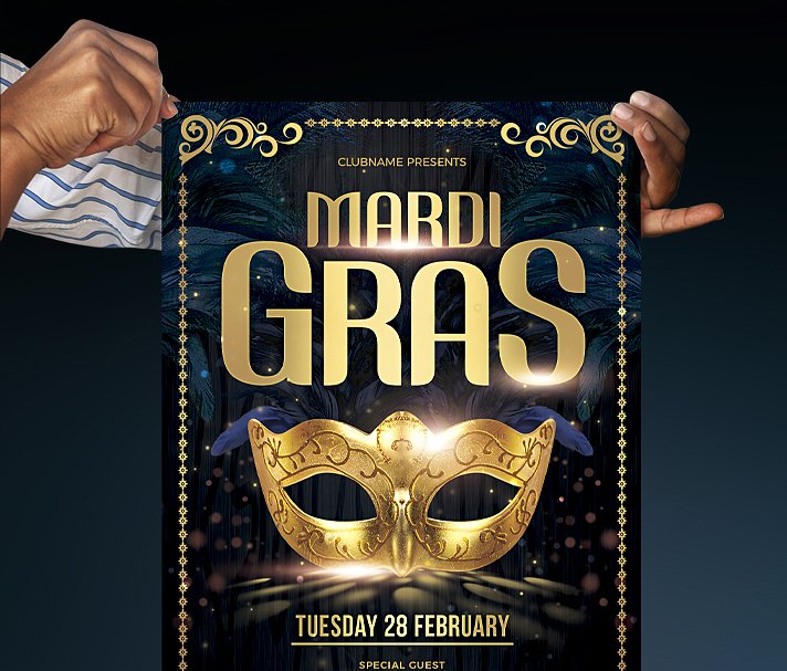 狂欢节/嘉年华传单模板 Mardi Gras Flyer插图(2)